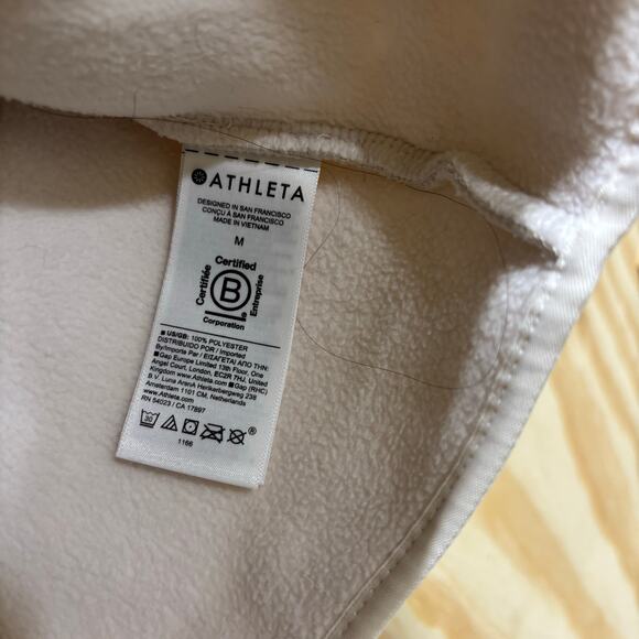 Athleta Women’s Sherpa Fleece Zip Jacket Cream White M Cozy Full Zip perfromance - Picture 10 of 11